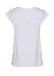 Biały T-shirt z dekoltem V damski TSHDT-0083-11(W22)-02