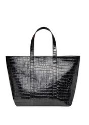 Torebka shopper damska croco TORES-0700C-9G(W26), widok produktu z tyłu na białym tle.