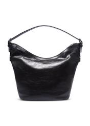 Czarna duża torebka shopper TORES-1367-9F(Z26), widok produktu z przodu na jasnym tle.