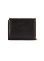 Czarny skórzany portfel damski z ochroną RFID PORES-0825RFID-99(Z25), widok produktu od tyłu na białym tle.