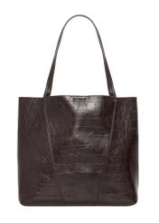 Bordowa shopperka damska croco TOREC-1304-4D(Z26), widok produktu z tyłu na białym tle.