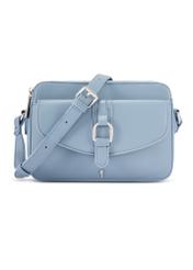 Niebieska mała torebka damska TOREC-1175-7C(W26) - widok produktu z przodu, na białym tle.