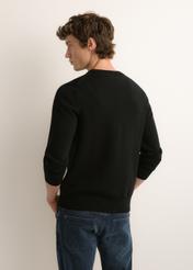 Czarny sweter męski SWEMT-0217-99(Z26), widok produktu z tyłu na modelu, na jasnym tle.