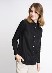 Lniana czarna koszula damska KOSDT-0091-99(W22)
