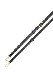 Czarna skórzana torebka shopper TORES-1272-9I(W26), widok paska produktu na białym tle.