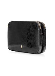 Mała czarna torebka damska croco TOREC-0205B-97(W23)-02