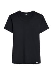 Czarny bawełniany t-shirt damski TSHDT-0144-99(Z25), produkt widoczny od przodu, na białym tle.