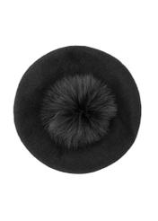 Czarny wełniany beret damski CZADT-0181-99(Z24)-01