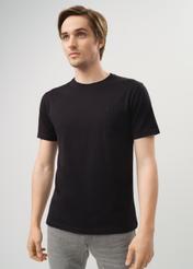 Czarny T-shirt męski z logo TSHMT-0094-99(Z23)