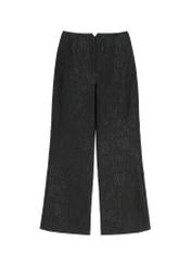 Czarne spodnie wide leg w kwiaty SPODT-0127-99(Z26) - widok produktu z przodu, na białym tle. 