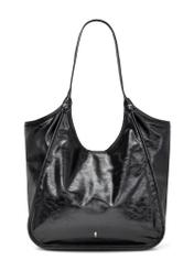 Czarna torebka damska shopper TOREC-1122-9F(W26), widok produktu z przodu na białym tle.