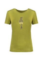 T-shirt damski khaki z aplikacją TSHDT-0072-55(Z21)