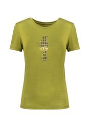 T-shirt damski khaki z aplikacją TSHDT-0072-55(Z21)-02