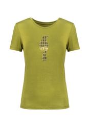 Women's khaki T-shirt with applique TSHDT-0072-55(Z21)-02