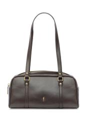 Ciemnobrązowa torebka na ramię TOREC-1233-1I(W26), widok produktu z przodu na białym tle.