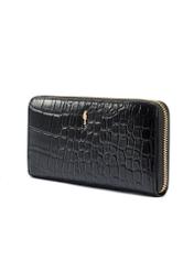 Duży skórzany czarny portfel damski croco PORES-0955-99(W25)