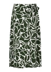 Długa zielono-biała spódnica z zakładką SPCDT-0085-55(W24)