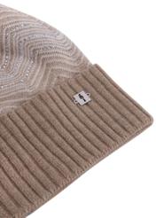 Beige women's winter hat with zircons CZADT-0187-81(Z24)-03