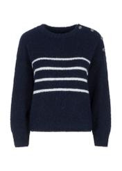 Granatowy sweter damski w paski SWEDT-0200-69(Z23)