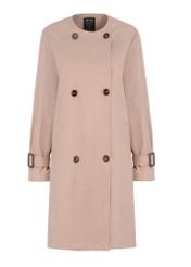 Dwurzędowy różowy płaszcz damski KURDT-0427-34(W23)