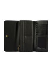 Czarny duży portfel damski z monogramem POREC-0421-98(Z25) - widok otwartego produktu z góry na białym tle.