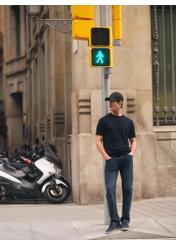 Granatowy T-shirt męski z jedwabiem TSHMT-0138-7E(W26)