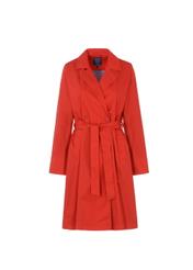 Czerwony płaszcz damski z paskiem PLADT-0039-42(W20)