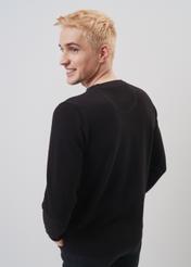 Czarny bawełniany sweter męski z logo SWEMT-0135-99(Z23)