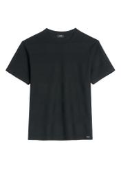 Czarny prążkowany t-shirt męski TSHMT-0142-99(W26), widok produktu z przodu na białym tle.