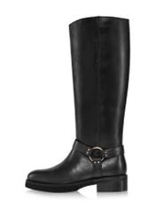 Black leather women's boots BUTYD-1112-99(Z24)-02