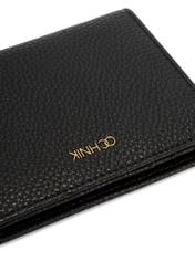 Mały czarny portfel damski POREC-0415-99(W26), zbliżenie na detal produktu na białym tle.