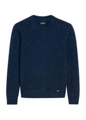 Granatowy sweter męski SWEMT-0173-68(Z25), widok produktu z przodu na białym tle.