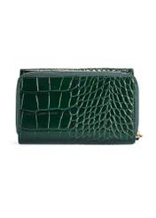 Ciemnozielony portfel damski croco PORES-0951-51(W25) - widok produktu z tyłu na białym tle.