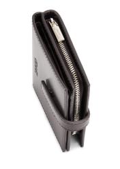 Czarny skórzany portfel damski PORES-0975-99(Z25), zbliżenie na detal produktu, widok na białym tle.