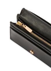 Czarny portfel damski z ochroną RFID PORES-0824RFID-99(Z25), zbliżenie na detal produktu, widok na białym tle.