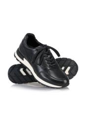 Black leather men's sneakers BUTYM-0480-99(Z24)