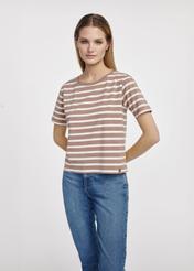 T-shirt damski w paski TSHDT-0136-82(W25)-02