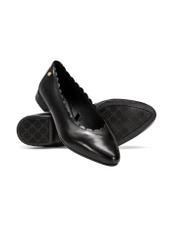 Czarne skórzane baleriny damskie BUTYD-1147-99(W25)-05