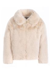 Beige short women's fur coat FUTDP-0056-81(Z24)-01