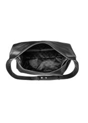 Czarna skórzana duża torebka TORES-1239-99(W26), widok produktu od góry na białym tle.