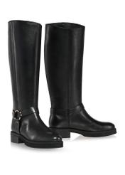 Black leather women's boots BUTYD-1112-99(Z24)-03