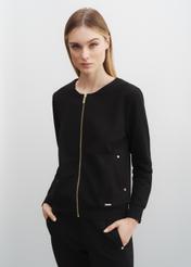 Czarna bluza damska z suwakiem BLZDT-0086-99(W23)-01
