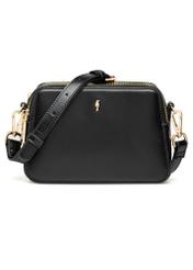 Czarna mała torebka damska TOREC-1126-99(W26), widok produktu od przodu na białym tle.