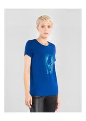 Niebieski T-shirt damski z wilgą TSHDT-0070-61(Z20)