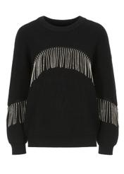 Czarny sweter damski z aplikacją SWEDT-0173-99(Z22)