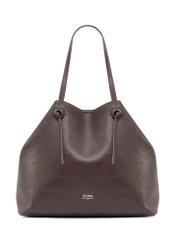 Duża brązowa torebka shopper TOREC-0995A-89(Z25), widok produktu od przodu na białym tle.