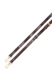 Brązowa mała skórzana torebka croco TORES-1233-1H(W26), widok paska produktu na białym tle.