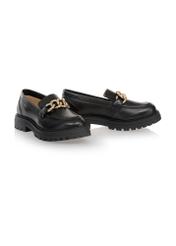 Skórzane loafersy damskie z łańcuchem BUTYD-1014-99(Z24)-02