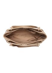 Beżowa damska torebka z imitacji skóry TOREC-0998-1D(W26), widok produktu w środku na białym tle.