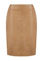 Leather skirt in dark beige color SPCDS-0031-1670(Z24)-03